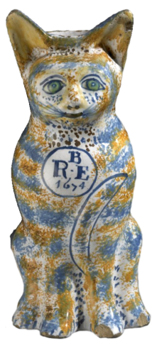 Southwark made earthenware jug in shape of cat